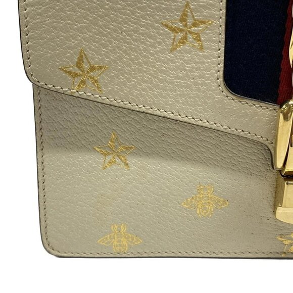 Auth GUCCI Sylvie 524405 Cream Leather Shoulder Bag - Picture 12 of 15